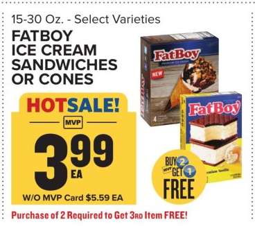 FatBoy Ice Cream Sandwiches or Cones