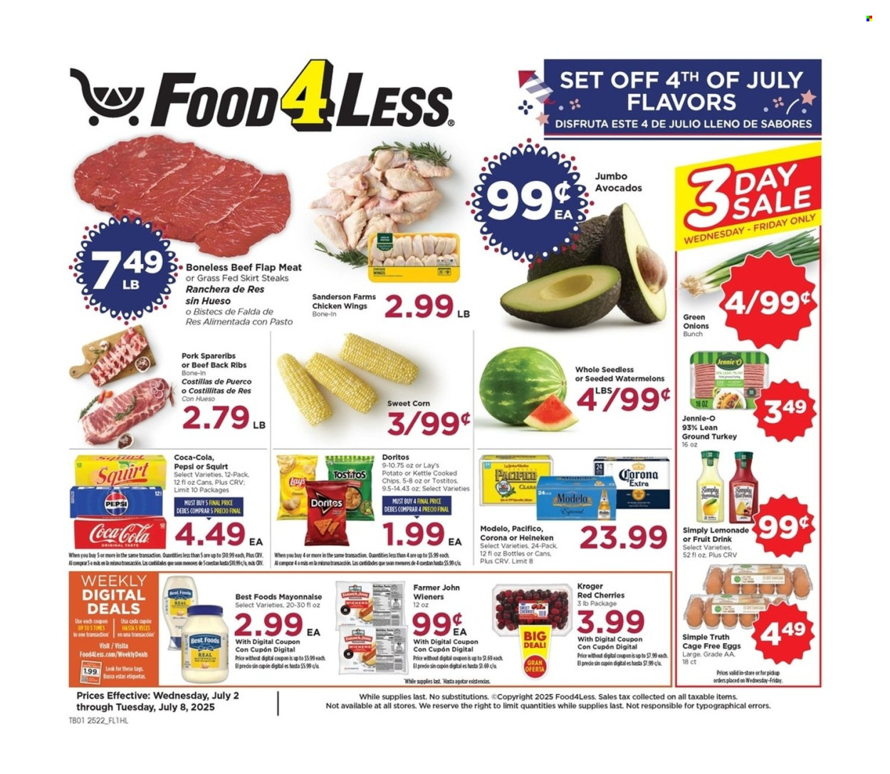 Food 4 Less ad - 07/02/2025 - 07/08/2025. Page 1