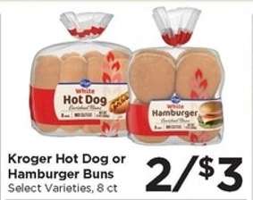 Kroger Hot Dog or Hamburger Buns