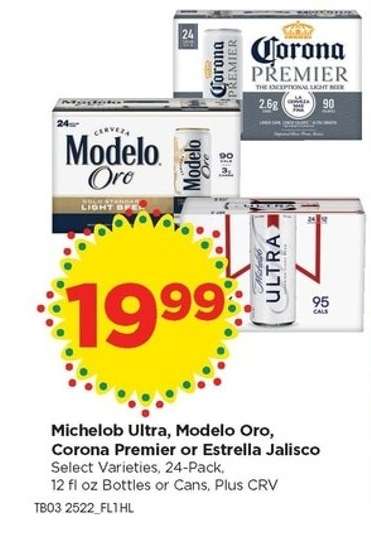 Michelob Ultra, Modelo Oro, Corona Premier or Estrella Jalisco