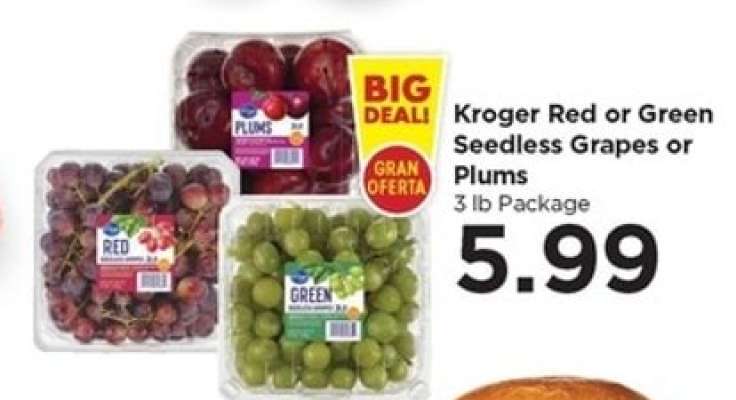 Kroger Red or Green Seedless Grapes or Plums