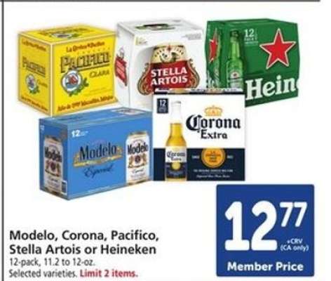 Modelo, Corona, Pacifico, Stella Artois or Heineken