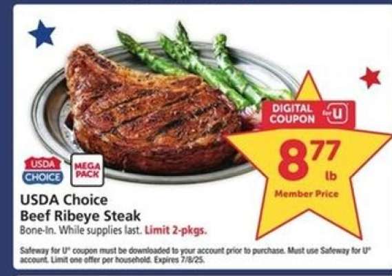 USDA Choice Beef Ribeye Steak
