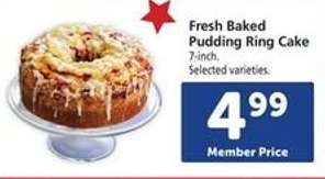 Fresh Baked Pudding Ring Cake