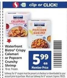 Waterfront Bistro Crispy Calamari or Popcorn Crunchy Shrimp
