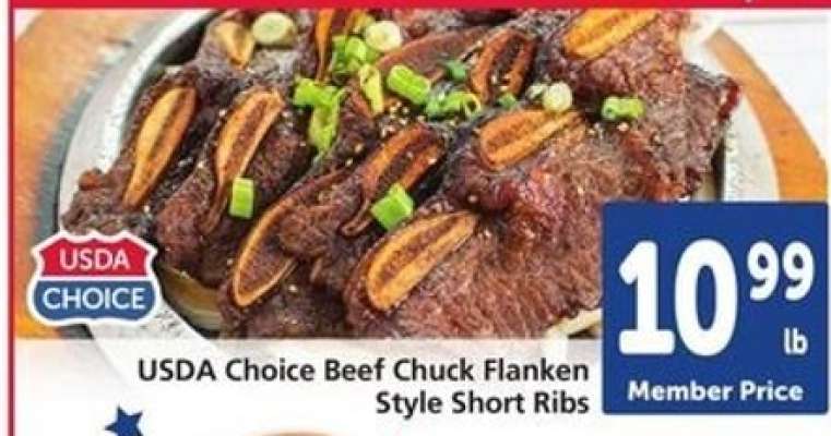 USDA Choice Beef Chuck Flanken Style Short Ribs