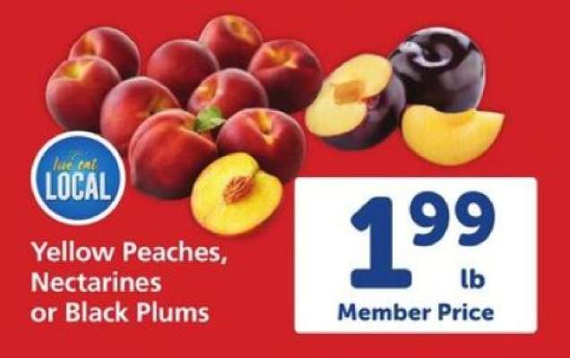 Yellow Peaches, Nectarines or Black Plums
