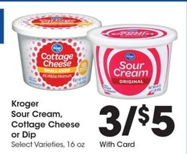 Kroger Sour Cream, Cottage Cheese or Dip