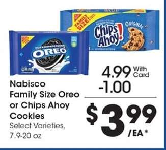Nabisco Family Size Oreo or Chips Ahoy! Cookies*