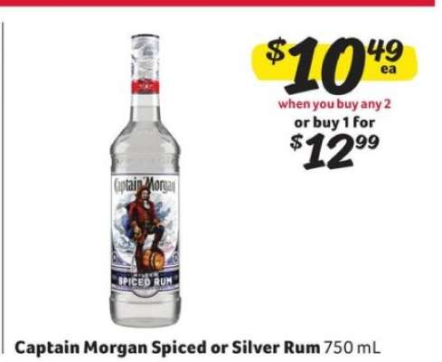 Captain Morgan Spiced Or Silver Rum