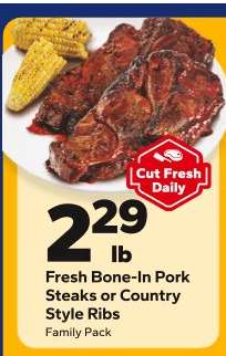 Fresh Bone-In Pork Steaks or Country Style Ribs