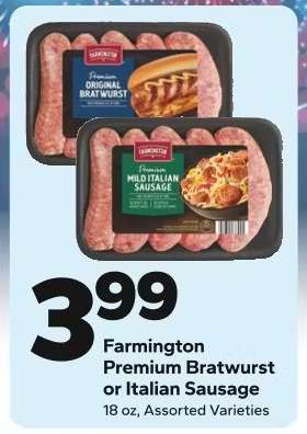 Farmington Premium Bratwurst or Italian Sausage