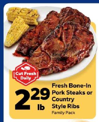 Fresh Bone-In Pork Steaks or Country Style Ribs