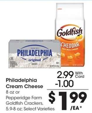 Philadelphia Cream Cheese or Pepperidge Farm Goldfish Crackers