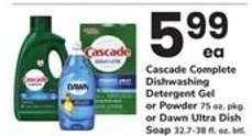 Cascade Complete Dishwashing Detergent Gel or Powder / Dawn Ultra Dish Soap