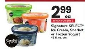 Signature SELECT Ice Cream, Sherbet or Frozen Yogurt