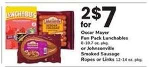 Oscar Mayer Fun Pack Lunchables or Johnsonville Smoked Sausage