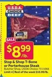 Stop & Shop T-Bone or Porterhouse Steak