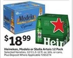 Heineken, Modelo or Stella Artois 12 Pack
