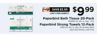 Paperbird Bath Tissue 20-Pack / Paperbird Strong Towels 12-Pack