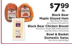 Black Bear Maple Glazed Ham, Black Bear Chicken Breast, Bowl & Basket Domestic Swiss