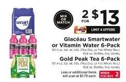 Glacéau Smartwater or Vitamin Water 6-Pack / Gold Peak Tea 6-Pack