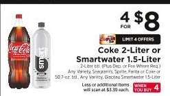 Coke 2-Liter or Smartwater 1.5-Liter