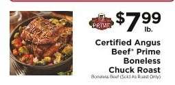 Certified Angus Beef Prime Boneless Chuck Roast
