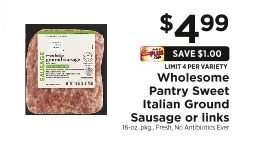 Wholesome Pantry Sweet Italian Ground Sausage or links