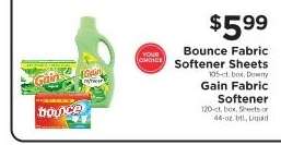 Bounce Fabric Softener Sheets / Gain Fabric Softener