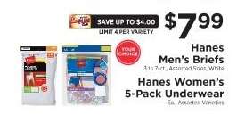 Hanes Men's Briefs / Hanes Women's 5-Pack Underwear