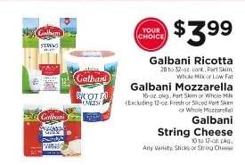 Galbani Ricotta, Mozzarella, or String Cheese