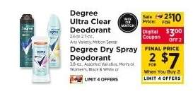 Degree Ultra Clear Deodorant / Degree Dry Spray Deodorant