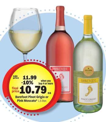Barefoot Pinot Grigio or Pink Moscato