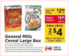 General Mills Cereal Large Box
