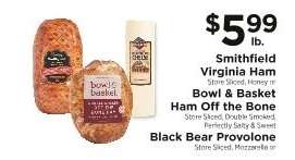 Smithfield Virginia Ham, Bowl & Basket Ham Off the Bone, Black Bear Provolone