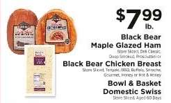 Black Bear Maple Glazed Ham, Black Bear Chicken Breast, Bowl & Basket Domestic Swiss