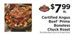 Certified Angus Beef Prime Boneless Chuck Roast