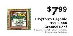 Clayton's Organic 85% Lean Ground Beef