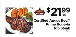 Certified Angus Beef Prime Bone-In Rib Steak
