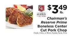 Chairman's Reserve Prime Boneless Center Cut Pork Chop