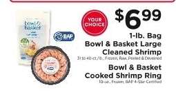 Bowl & Basket Large Cleaned Shrimp / Bowl & Basket Cooked Shrimp Ring