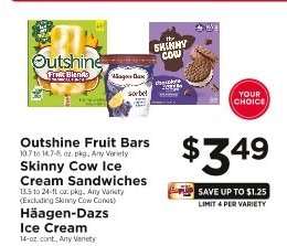 Outshine Fruit Bars, Skinny Cow Ice Cream Sandwiches, Häagen-Dazs Ice Cream