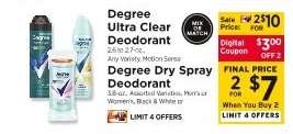 Degree Ultra Clear Deodorant / Degree Dry Spray Deodorant