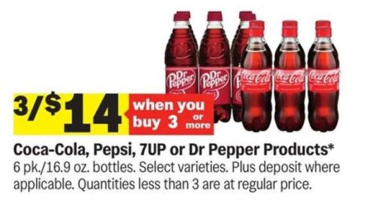 Coca-Cola, Pepsi, 7UP or Dr Pepper Products*