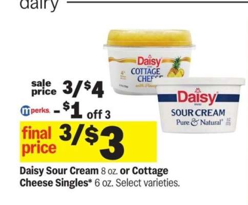 Daisy Sour Cream or Cottage Cheese Singles