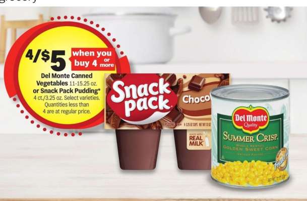 Del Monte Canned Vegetables or Snack Pack Pudding