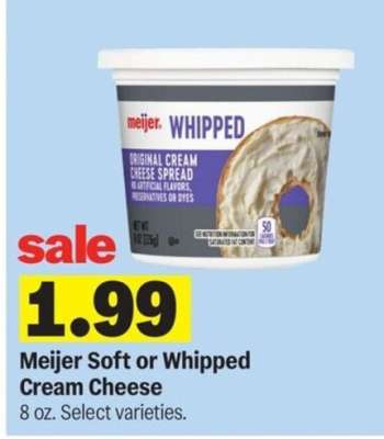 Meijer Soft or Whipped Cream Cheese