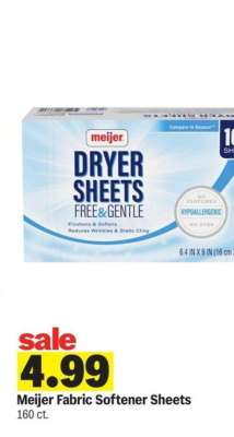 Meijer Fabric Softener Sheets