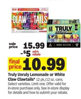 Truly Unruly Lemonade or White Claw Clawtails